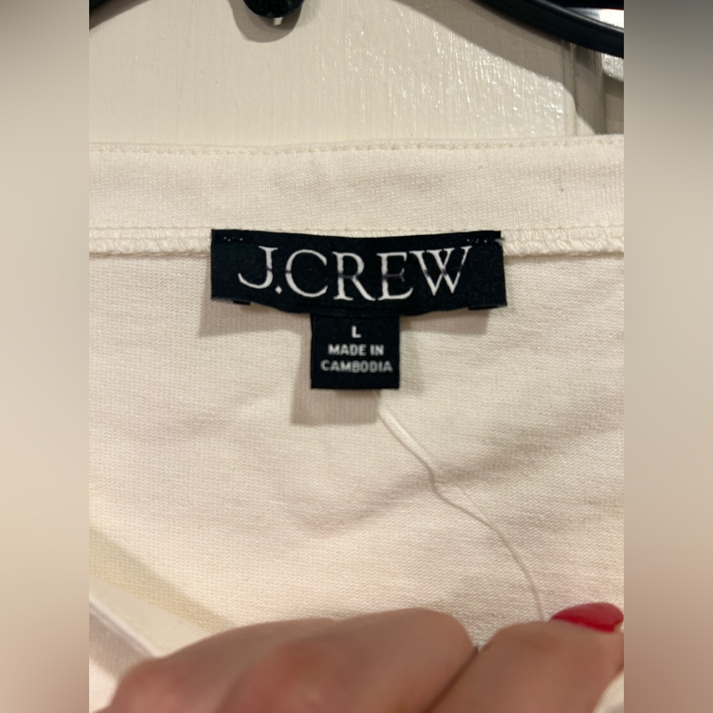 J Crew NWT New Mariner Jersey Boatneck Muscle T-shirt large in Ivory SEE PICS - Picture 5 of 11